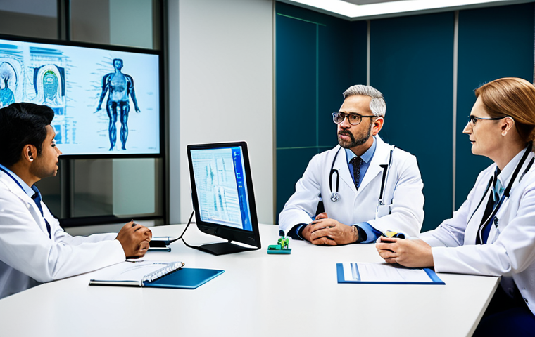 Precision Medicine Discussion**

"A diverse group of healthcare professionals (doctors, researchers) in a brightly lit, modern conference room, fully clothed in professional attire, discussing patient data displayed on large screens; safe for work, appropriate content, perfect anatomy, natural proportions, professional, high quality, modest."

**