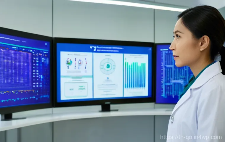 정밀 의학의 전자 의료 기록 활용 방안 - **Prompt:** A compassionate Thai doctor, a woman in her late 30s, wearing a clean white lab coat, st...